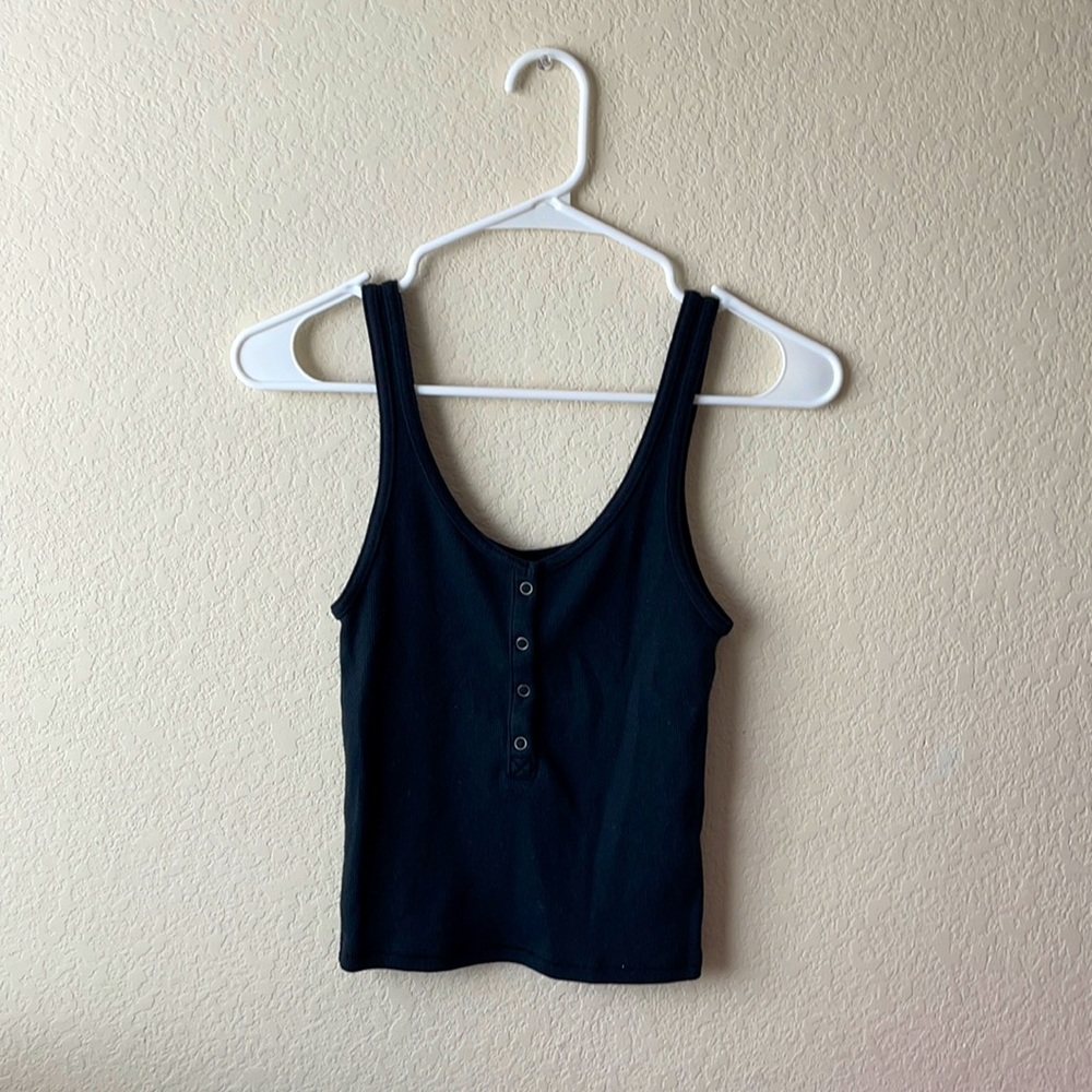 Black Button Tank Top